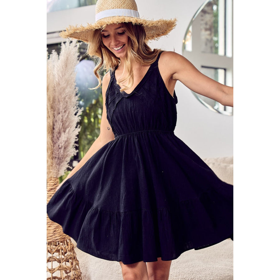 BiBi V - Neck Ruffle Hem Mini Cami Dress Apparel and Accessories