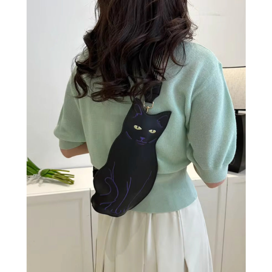 Black Cat Crossbody Bag with Shoulder Strap Shoes & Bags/Crossbody Bags