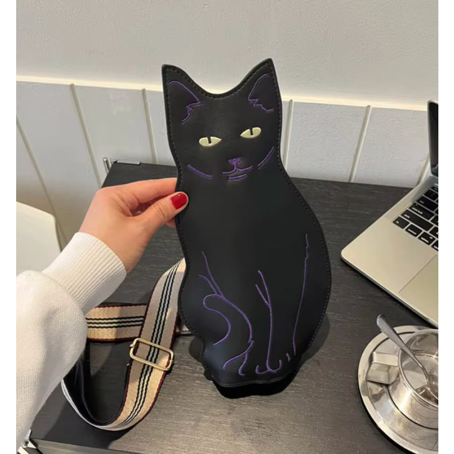 Black Cat Crossbody Bag with Shoulder Strap Shoes & Bags/Crossbody Bags