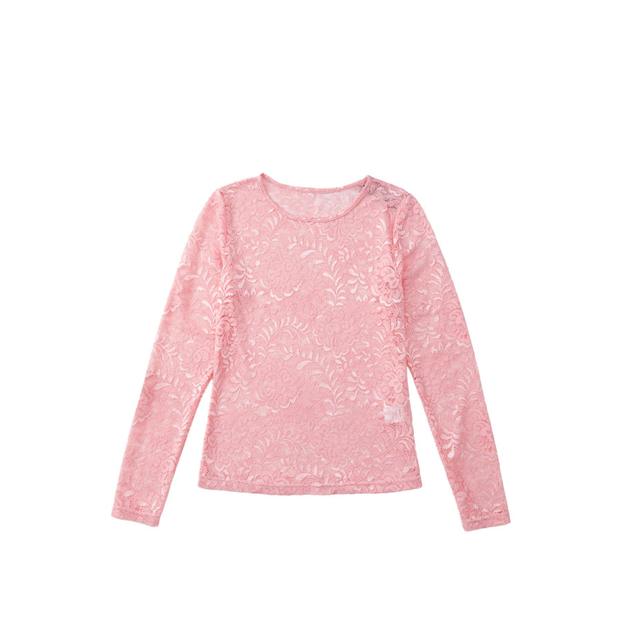 Blossom Floral Lace Sheer Long Sleeve Top Tops/Long Sleeve Tops