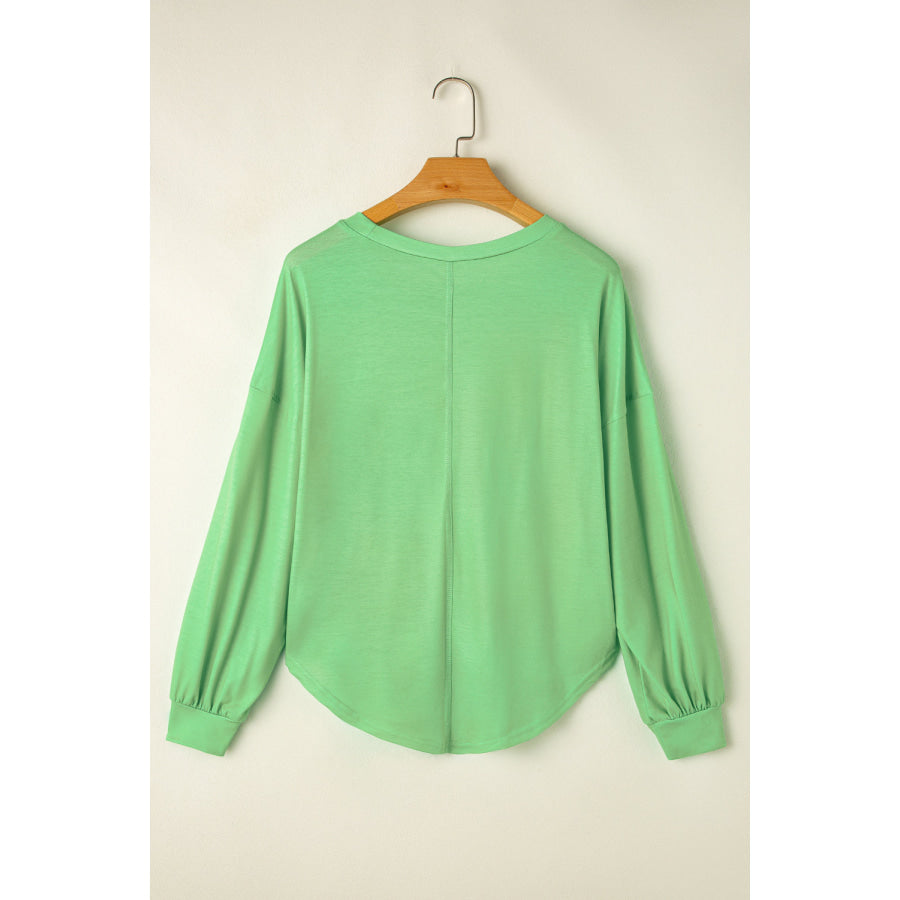 Blue Colorblock Striped Drop Shoulder Loose Top Tops/Long Sleeve Tops