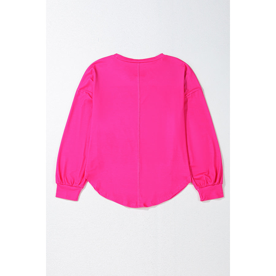 Blue Colorblock Striped Drop Shoulder Loose Top Tops/Long Sleeve Tops