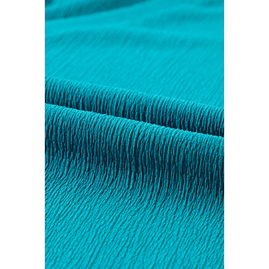 Blue Sapphire Textured V Neck Bubble Hem Plus Top Plus Size/Plus Size Tops/Plus Size Tops & Tees