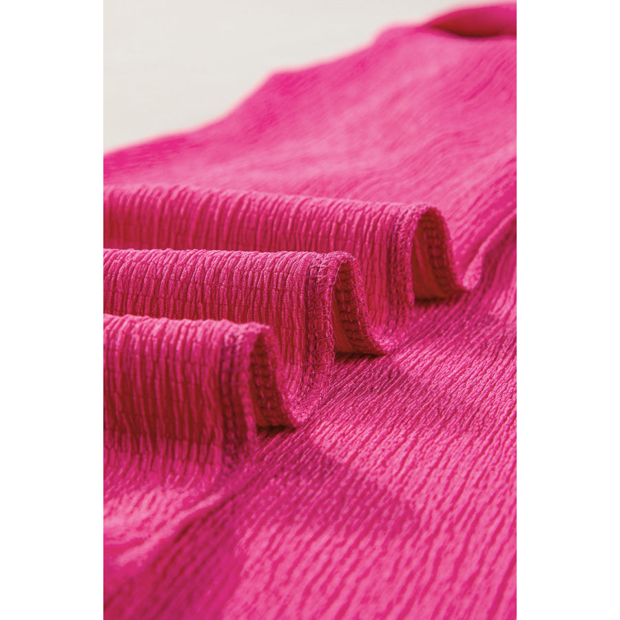 Blue Sapphire Textured V Neck Bubble Hem Plus Top Plus Size/Plus Size Tops/Plus Size Tops & Tees