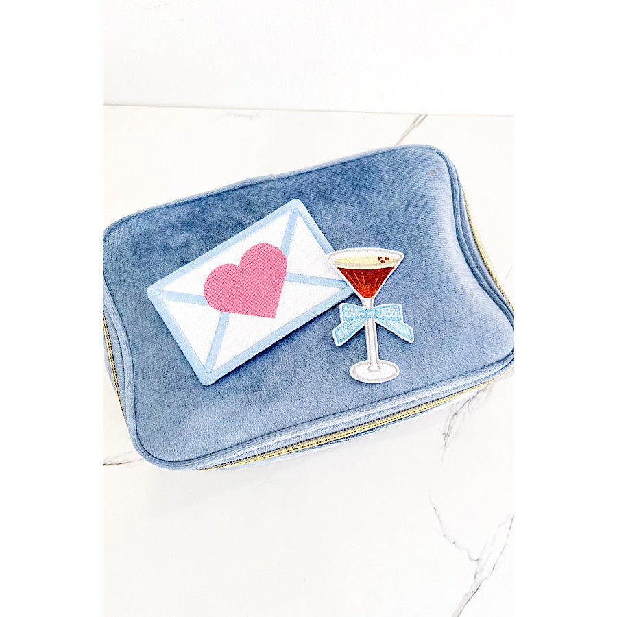Blue Velvet Make - Up Bag with Patches WS 600 Accessories