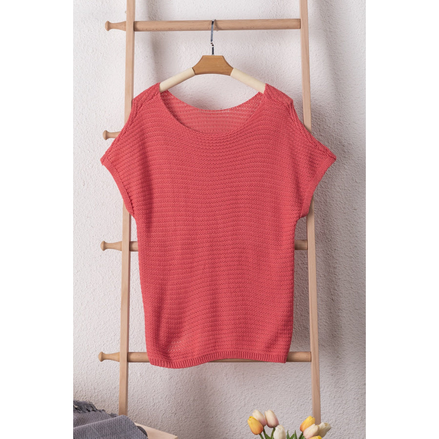 Boat Neck Short Sleeve Sweater Apparel and Accessories