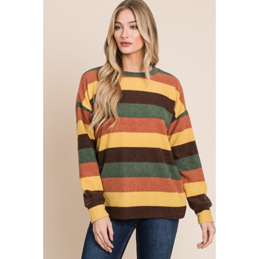 BOMBOM Multi-Color Striped Knit Top Apparel and Accessories