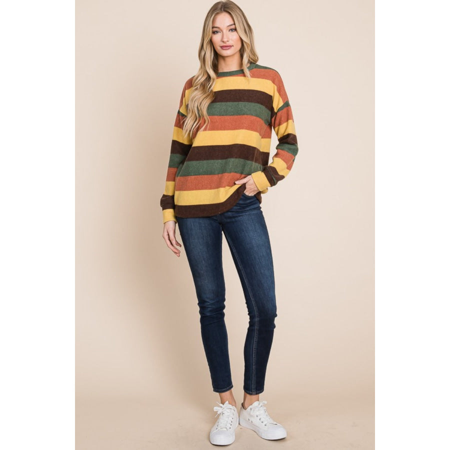 BOMBOM Multi-Color Striped Knit Top Apparel and Accessories