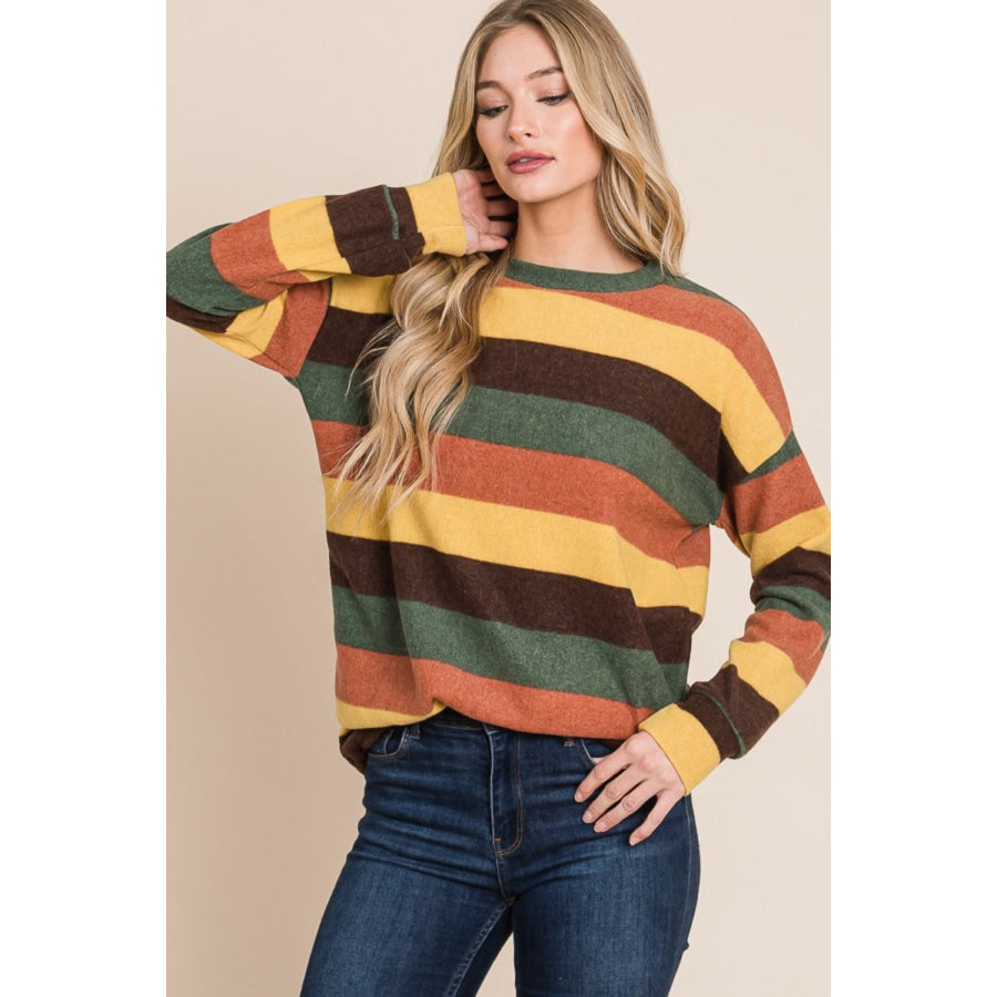 BOMBOM Multi-Color Striped Knit Top Apparel and Accessories