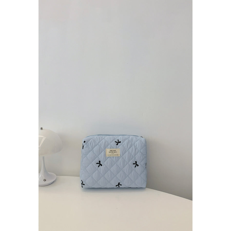 Bow Embroidered Quilted Storage Bag Apparel and Accessories