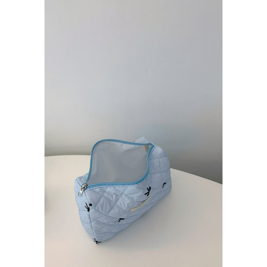 Bow Embroidered Quilted Storage Bag Apparel and Accessories