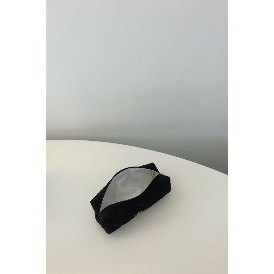 Bow Embroidered Quilted Storage Bag Apparel and Accessories