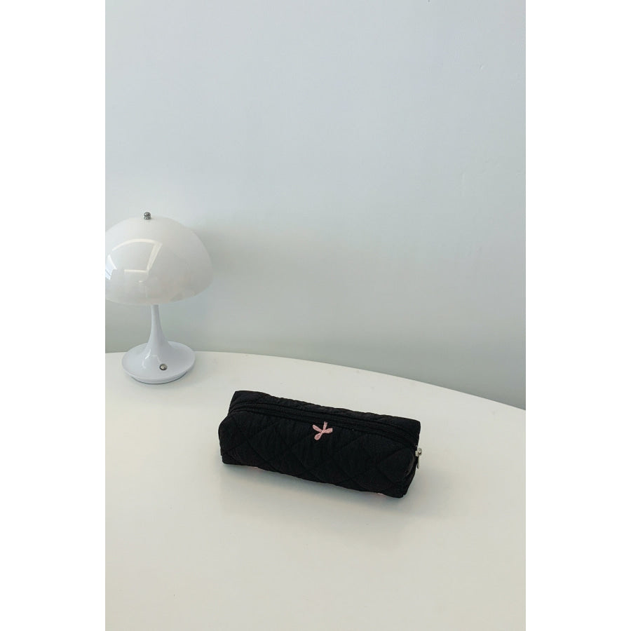 Bow Embroidered Quilted Storage Bag Apparel and Accessories