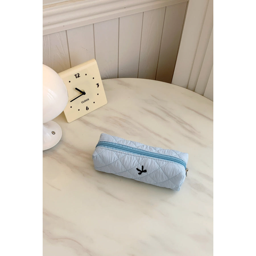 Bow Embroidered Quilted Storage Bag Apparel and Accessories