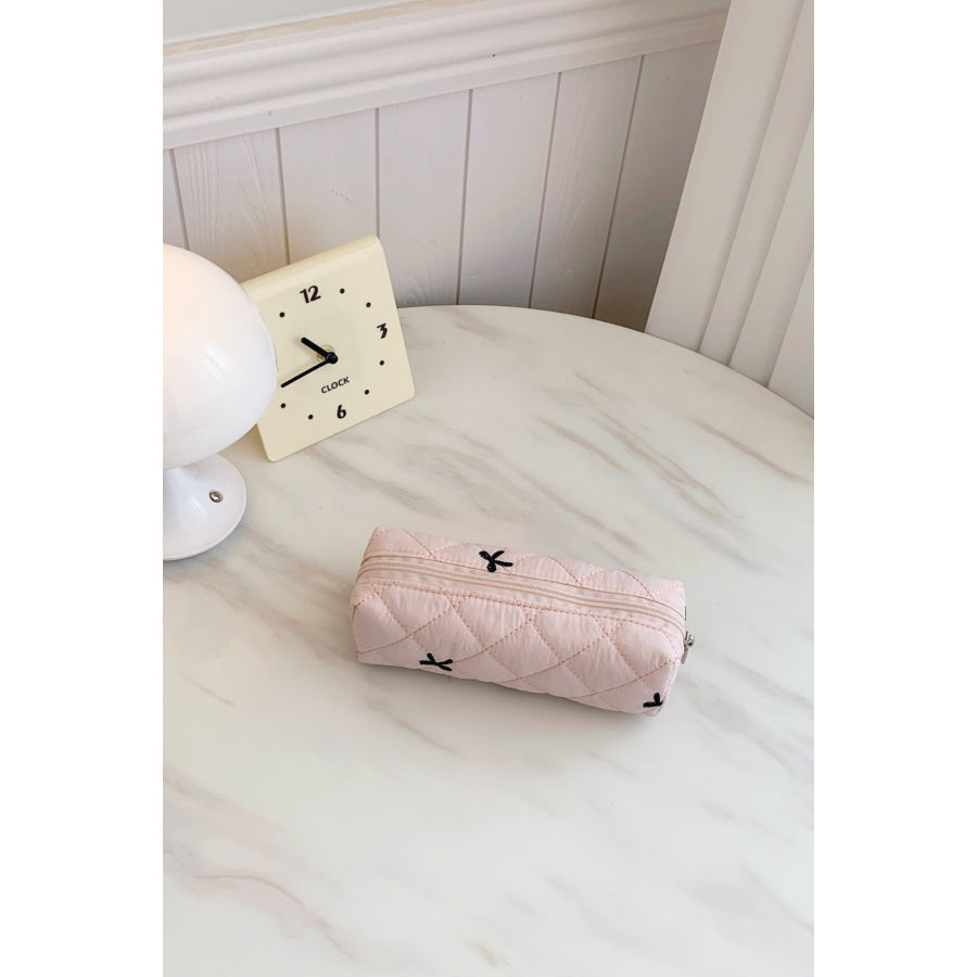 Bow Embroidered Quilted Storage Bag Apparel and Accessories