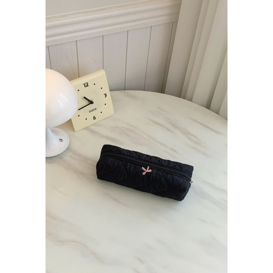 Bow Embroidered Quilted Storage Bag Apparel and Accessories