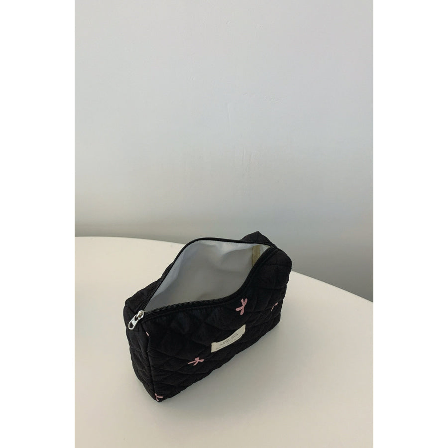 Bow Embroidered Quilted Storage Bag Apparel and Accessories