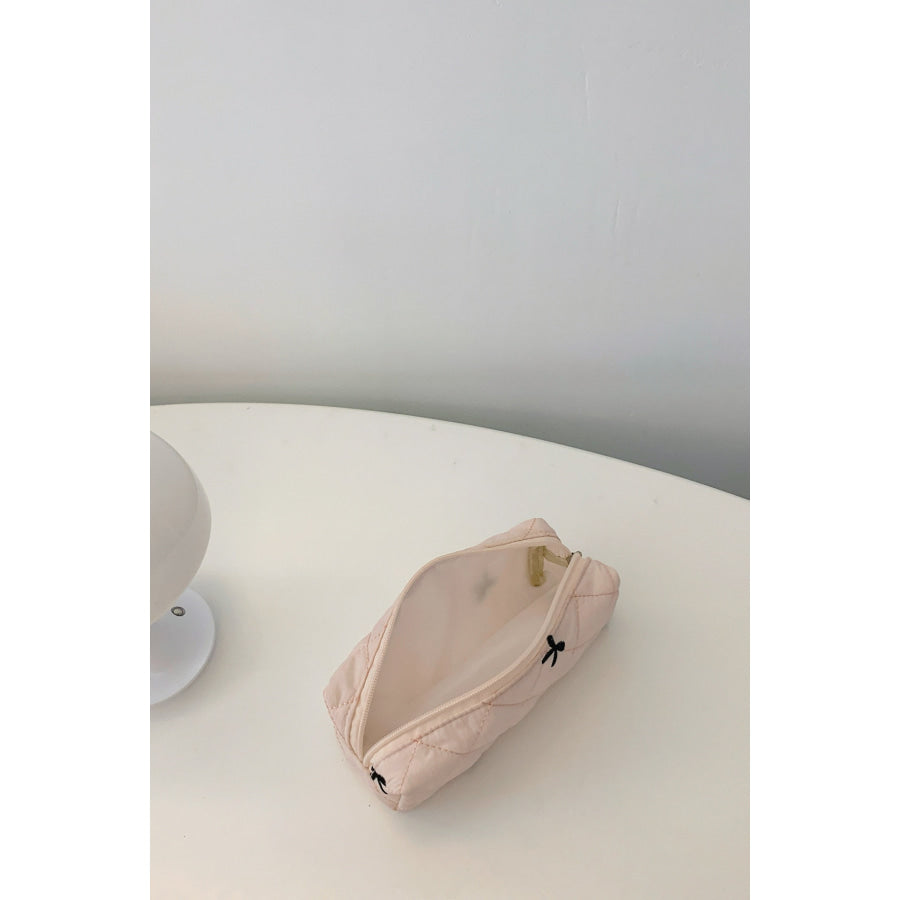 Bow Embroidered Quilted Storage Bag Apparel and Accessories