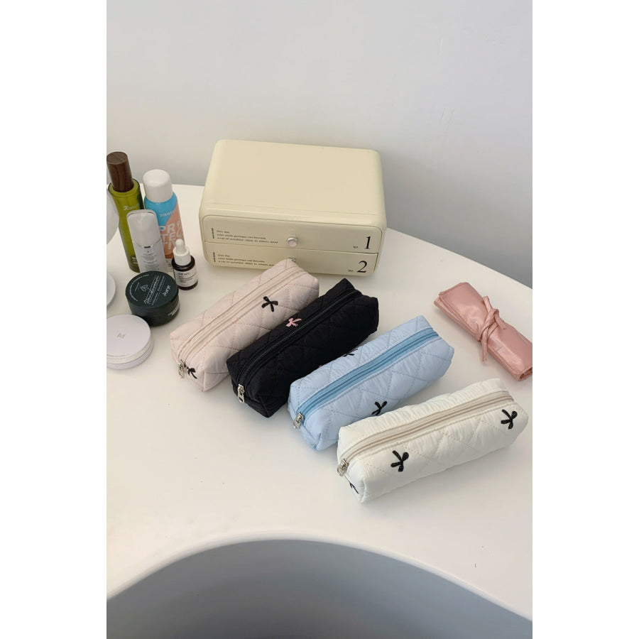 Bow Embroidered Quilted Storage Bag Apparel and Accessories