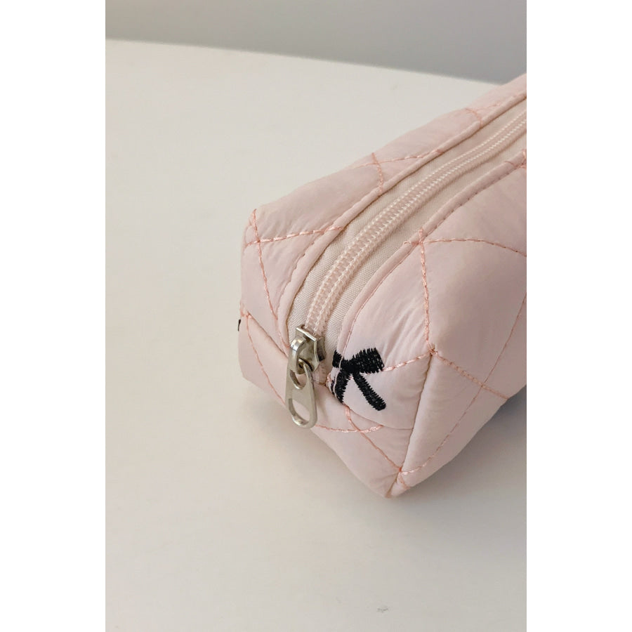 Bow Embroidered Quilted Storage Bag Apparel and Accessories
