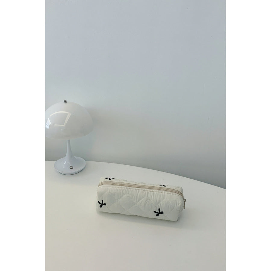 Bow Embroidered Quilted Storage Bag Apparel and Accessories