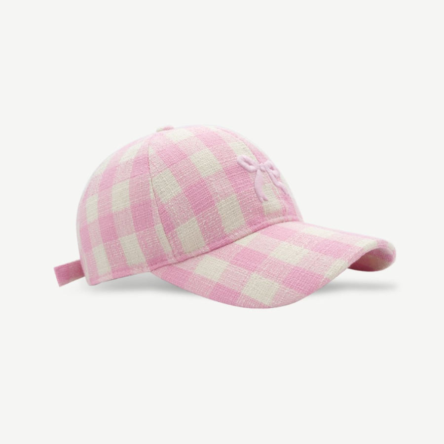 Bow Graphic Cotton Baseball Hat Blush Pink / One Size Apparel and Accessories