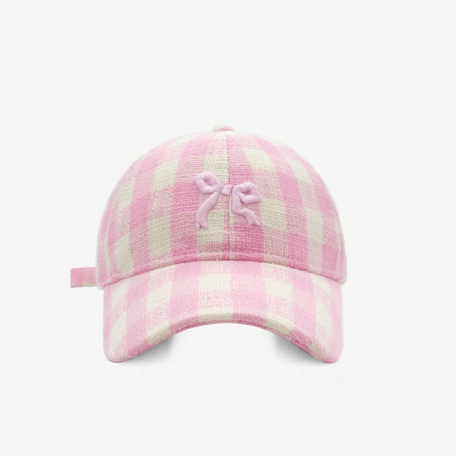 Bow Graphic Cotton Baseball Hat Blush Pink / One Size Apparel and Accessories