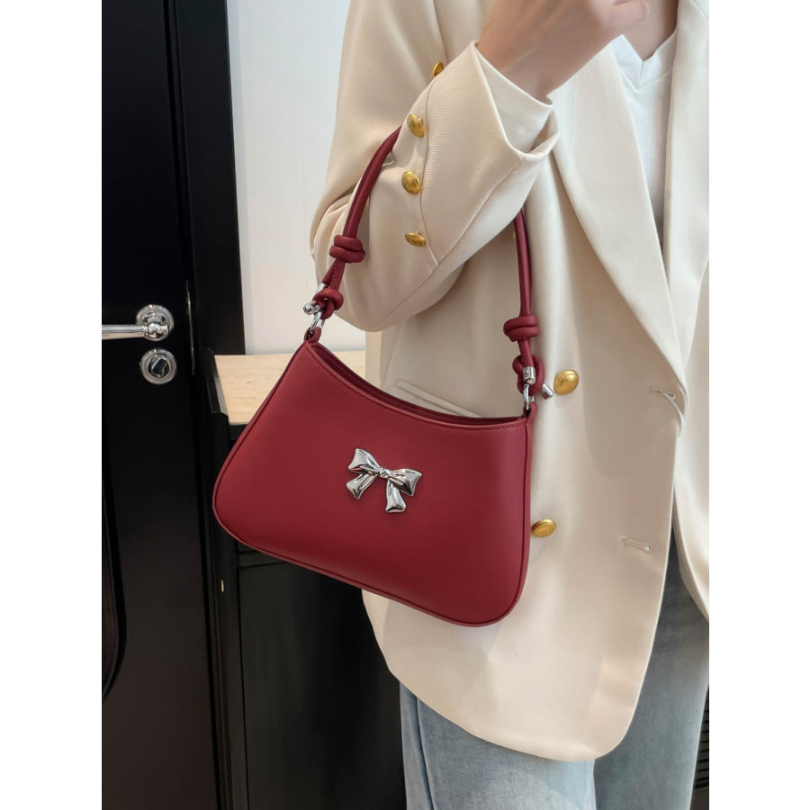 Bow PU Leather Knotted Strap Handbag Apparel and Accessories