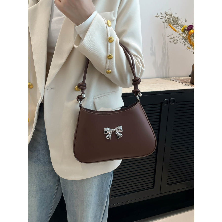 Bow PU Leather Knotted Strap Handbag Apparel and Accessories