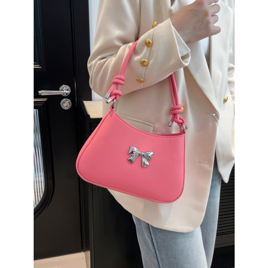 Bow PU Leather Knotted Strap Handbag Apparel and Accessories