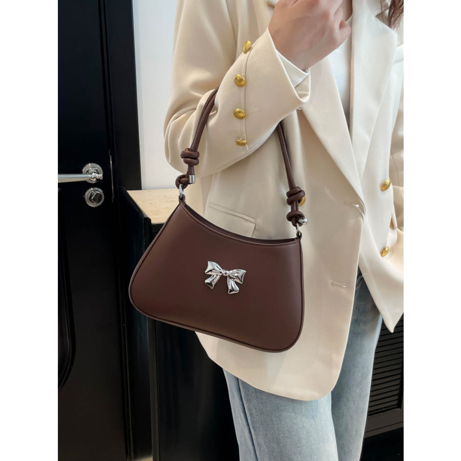 Bow PU Leather Knotted Strap Handbag Apparel and Accessories