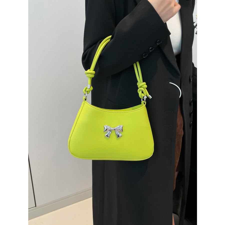 Bow PU Leather Knotted Strap Handbag Apparel and Accessories