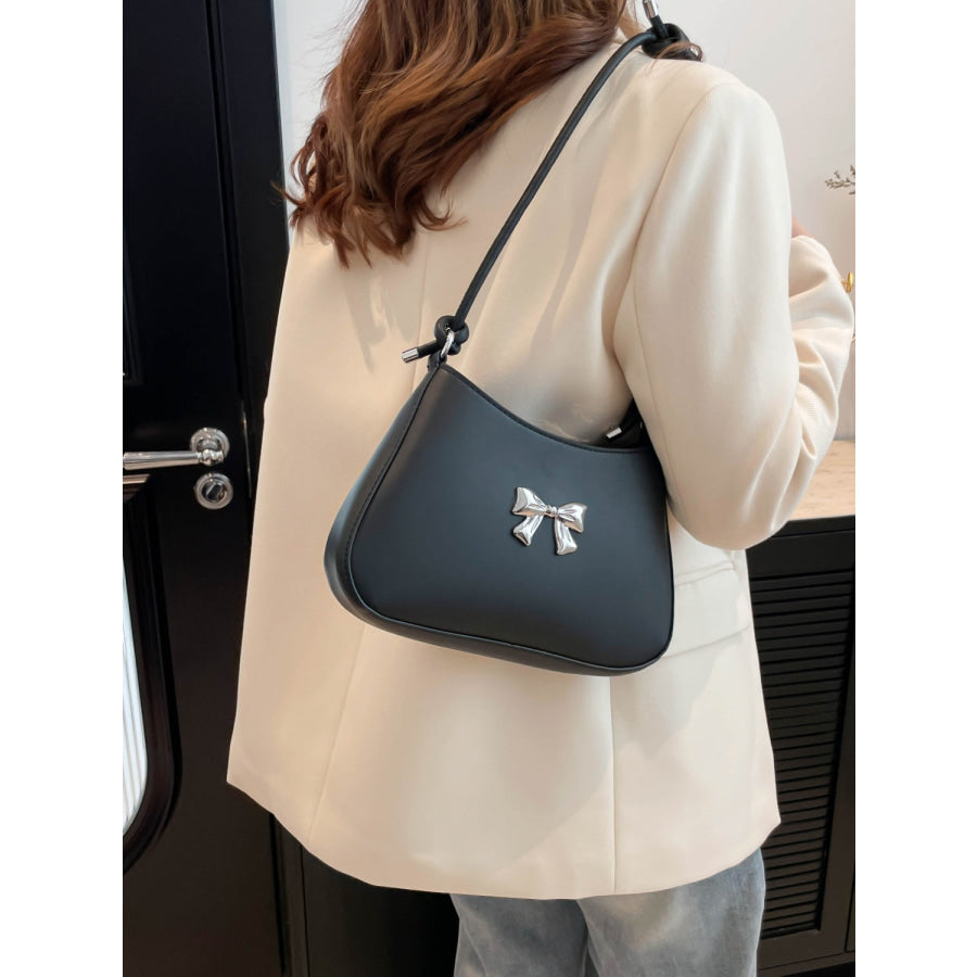 Bow PU Leather Knotted Strap Handbag Apparel and Accessories