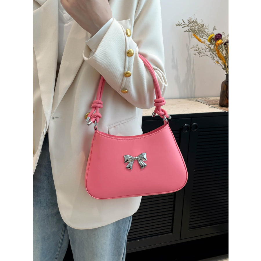 Bow PU Leather Knotted Strap Handbag Apparel and Accessories