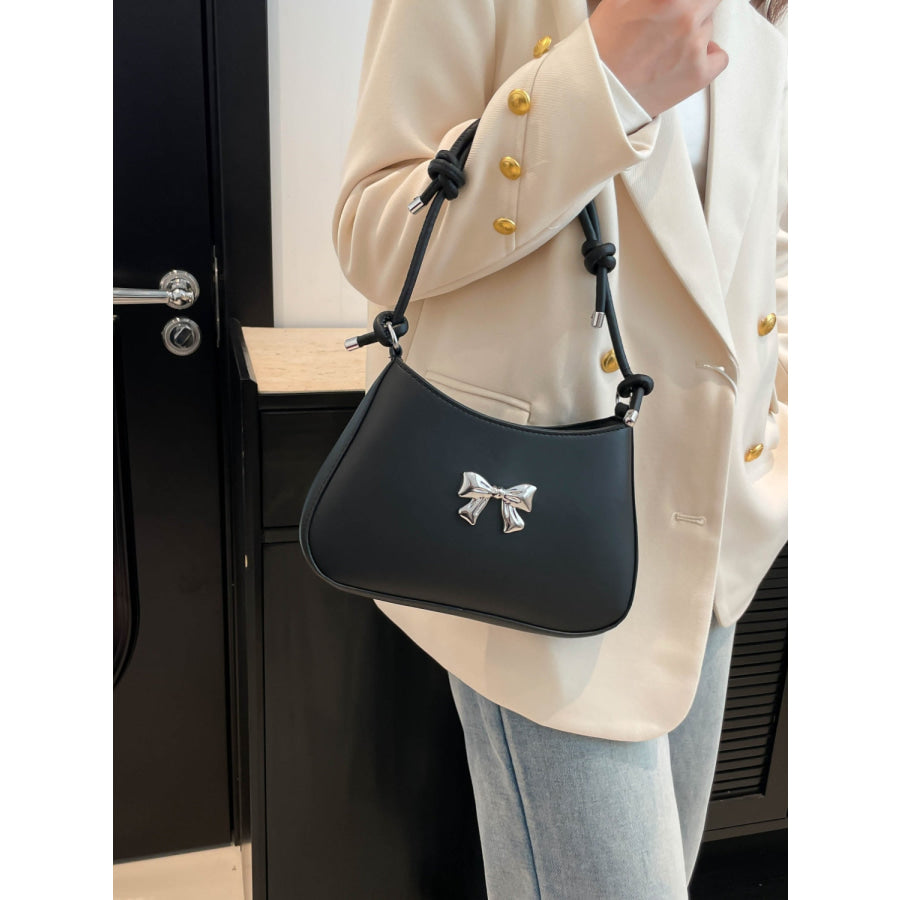 Bow PU Leather Knotted Strap Handbag Apparel and Accessories