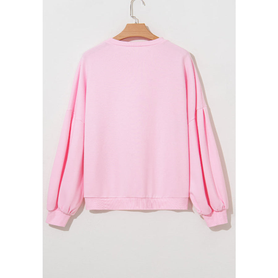 Bow Round Neck Long Sleeve Sweatshirt Apparel and Accessories