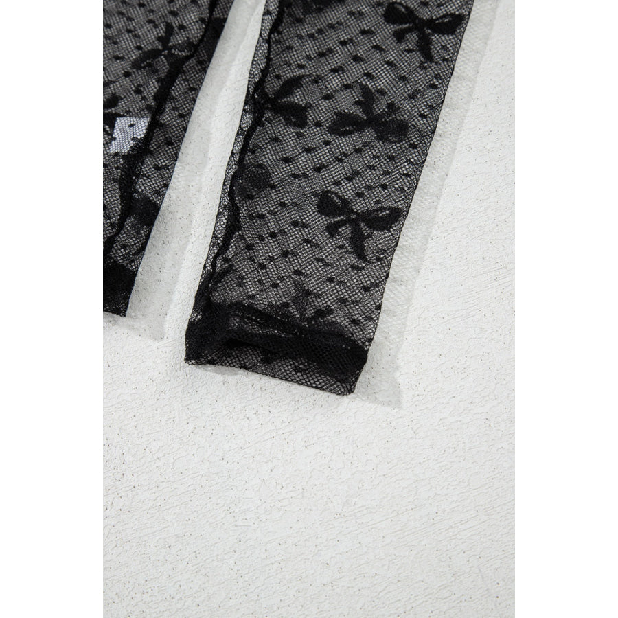 Bow Round Neck Sheer Top Apparel and Accessories