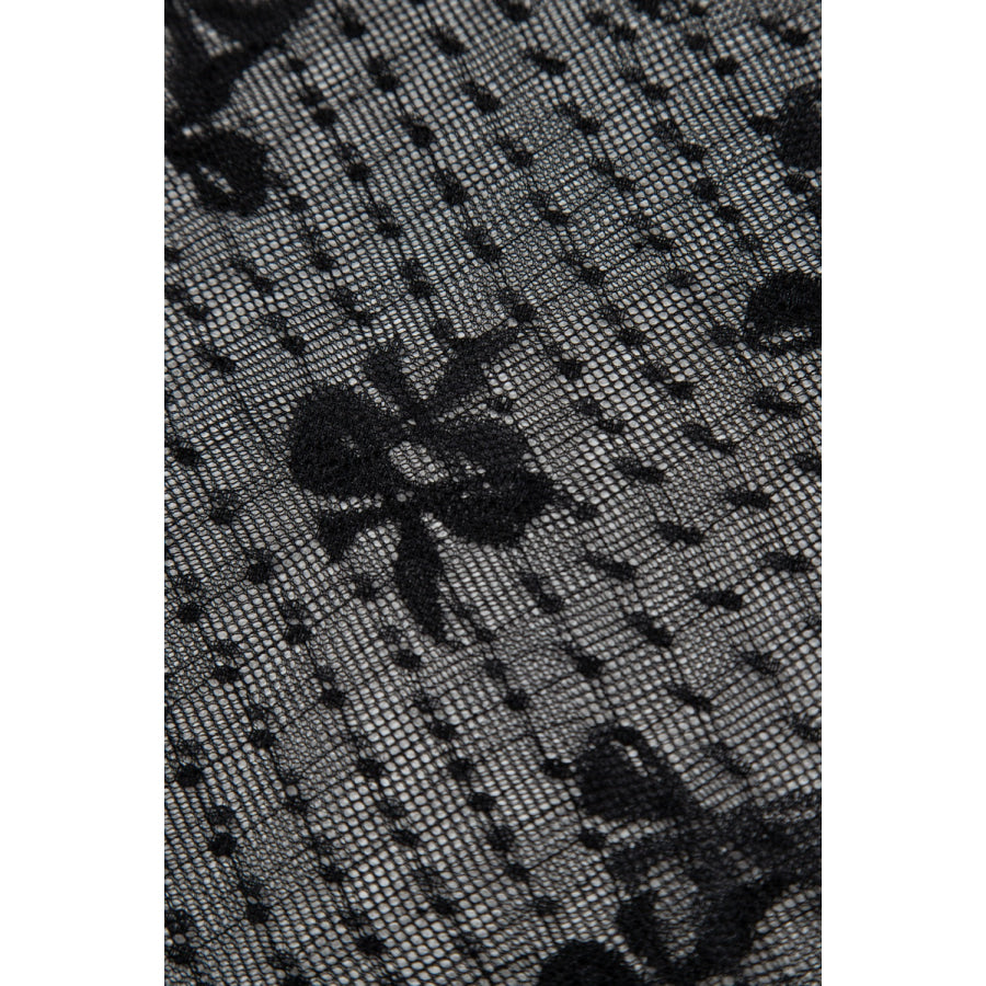 Bow Round Neck Sheer Top Apparel and Accessories