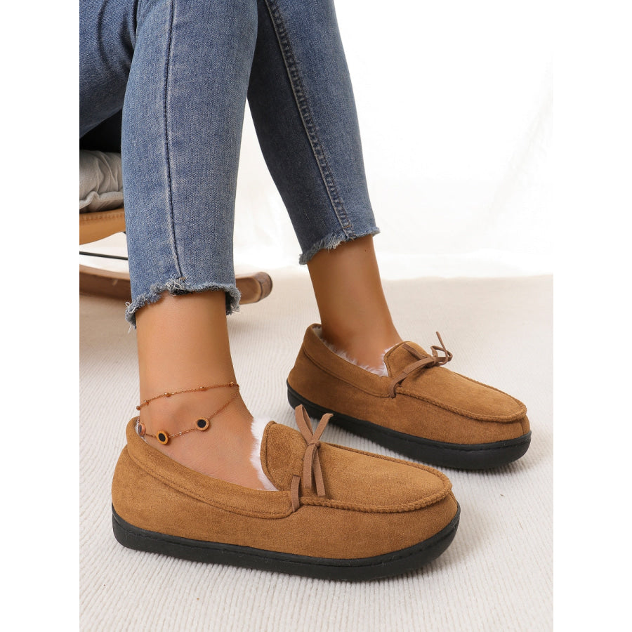 Bow Round Toe Flat Slip-Ons Apparel and Accessories