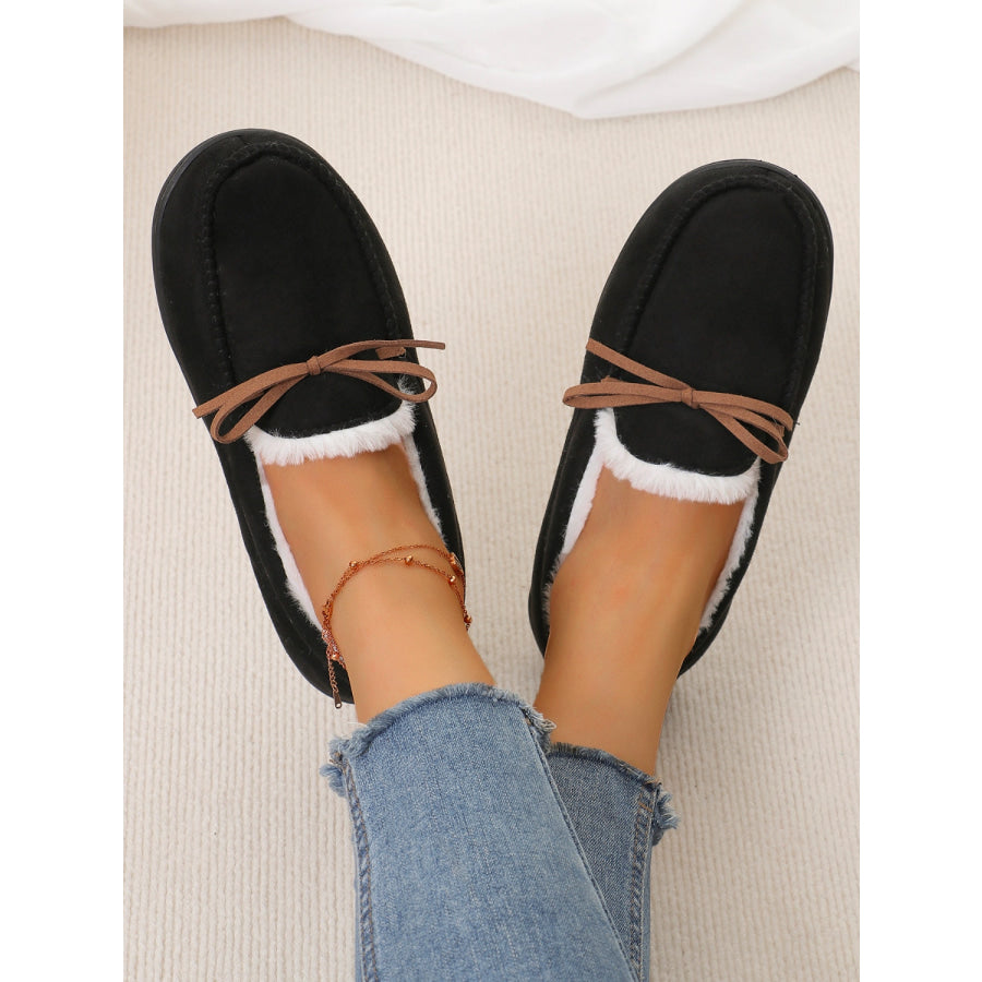 Bow Round Toe Flat Slip-Ons Apparel and Accessories