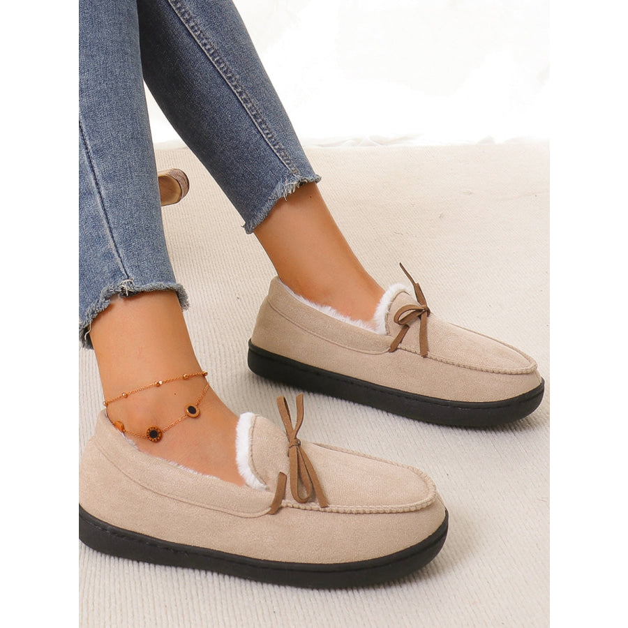 Bow Round Toe Flat Slip-Ons Dust Storm / 36-37(US5-6) Apparel and Accessories