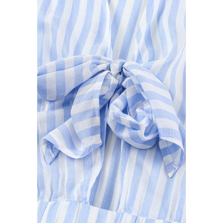 Bow Striped Kimono Sleeve Romper Apparel and Accessories