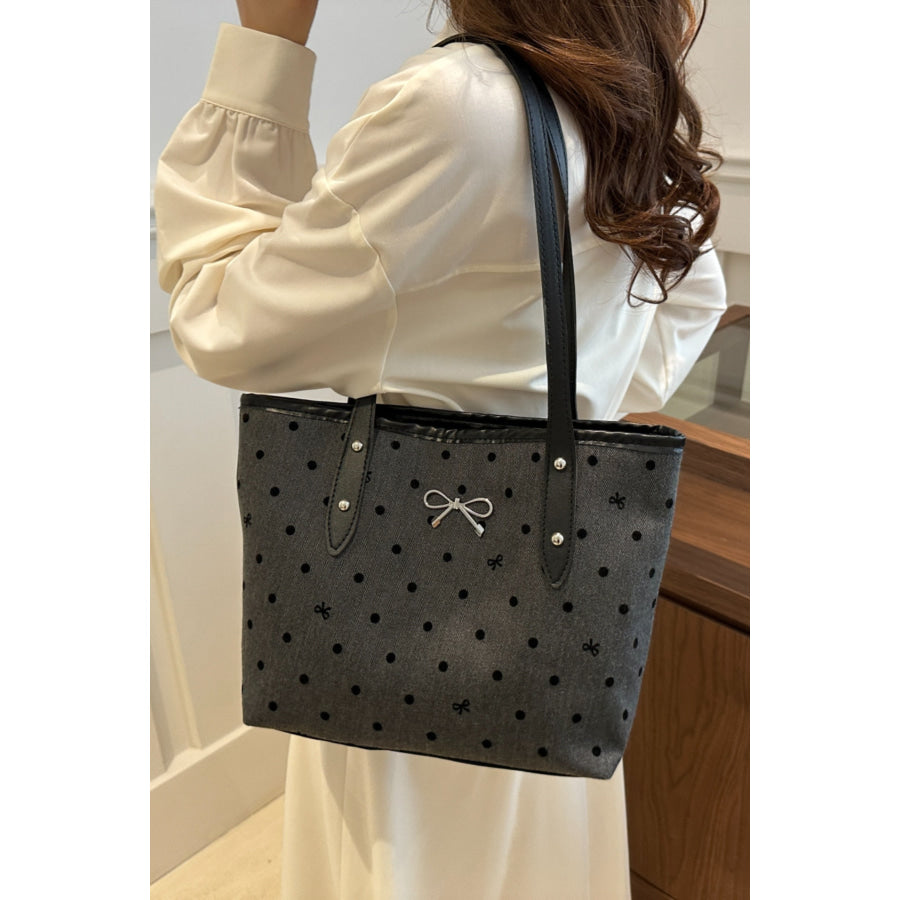 Bow Trim Polyester Tote Bag Apparel and Accessories