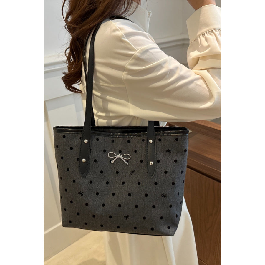 Bow Trim Polyester Tote Bag Apparel and Accessories