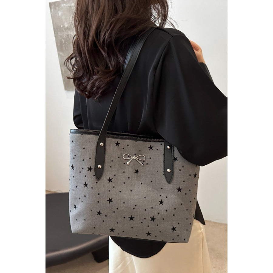 Bow Trim Polyester Tote Bag Apparel and Accessories