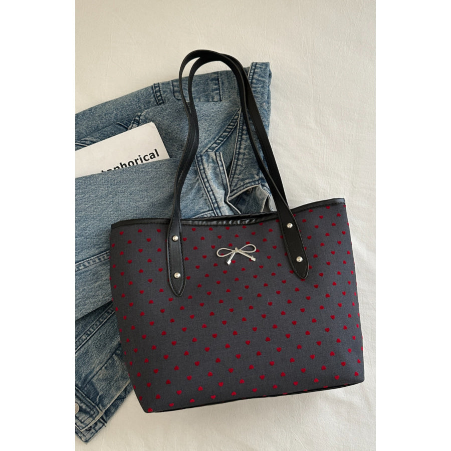 Bow Trim Polyester Tote Bag Apparel and Accessories