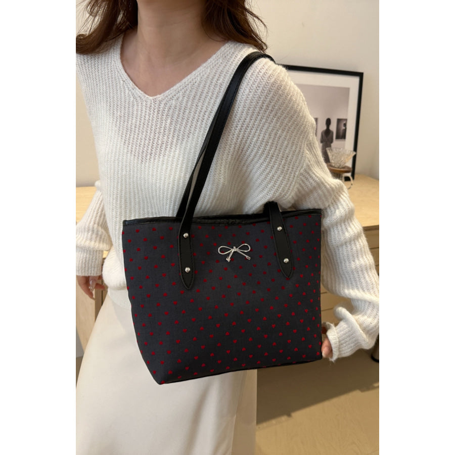 Bow Trim Polyester Tote Bag Apparel and Accessories