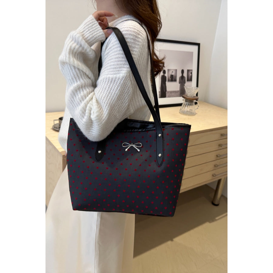 Bow Trim Polyester Tote Bag Apparel and Accessories