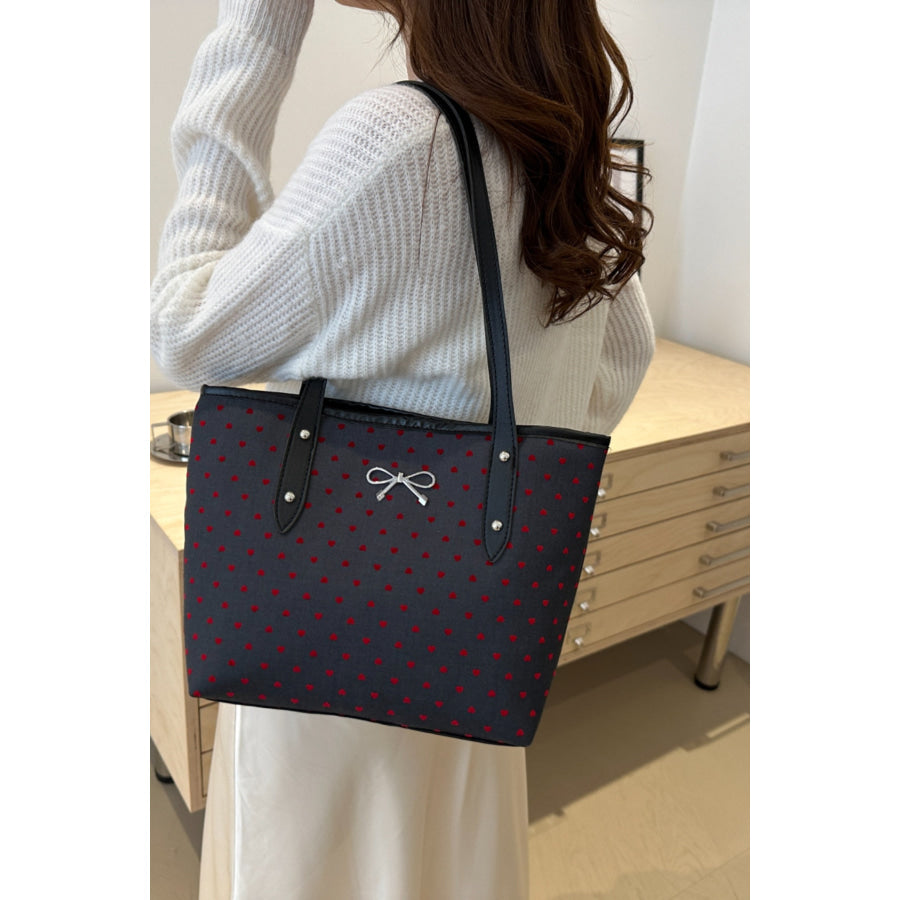 Bow Trim Polyester Tote Bag Apparel and Accessories