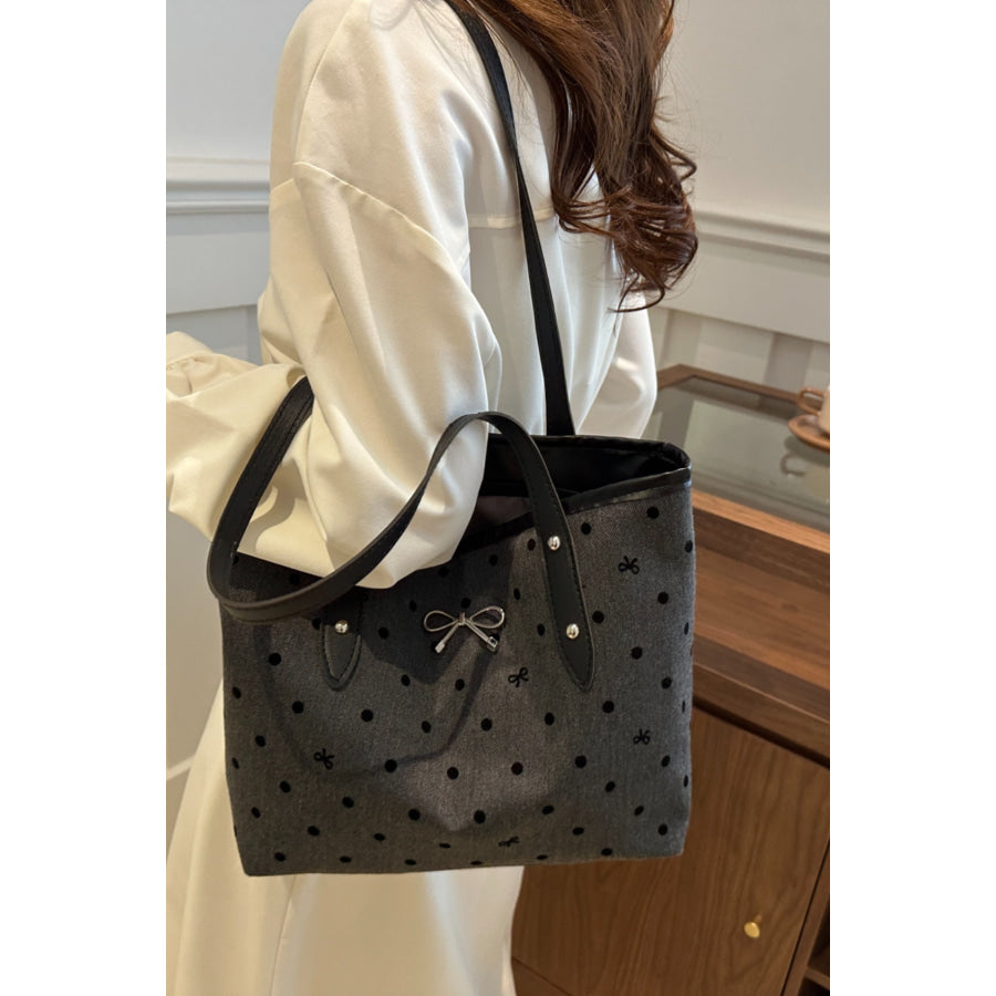 Bow Trim Polyester Tote Bag Apparel and Accessories